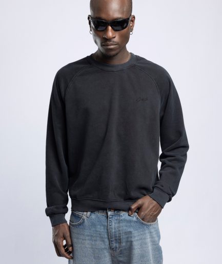 Minimal Logo Nakışlı Raglan Oversize Sweatshirt